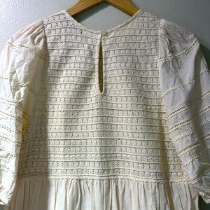 Anthropologie Cream Puff Sleeve Mini Dress